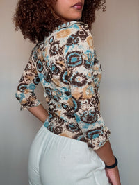 Vintage Mesh-Top mit Muster M/L