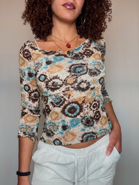 Vintage Mesh-Top mit Muster M/L