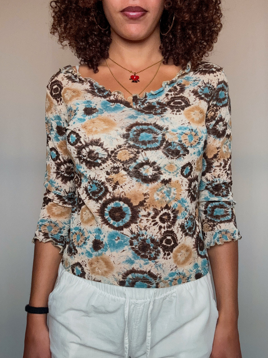 Vintage Mesh-Top mit Muster M/L