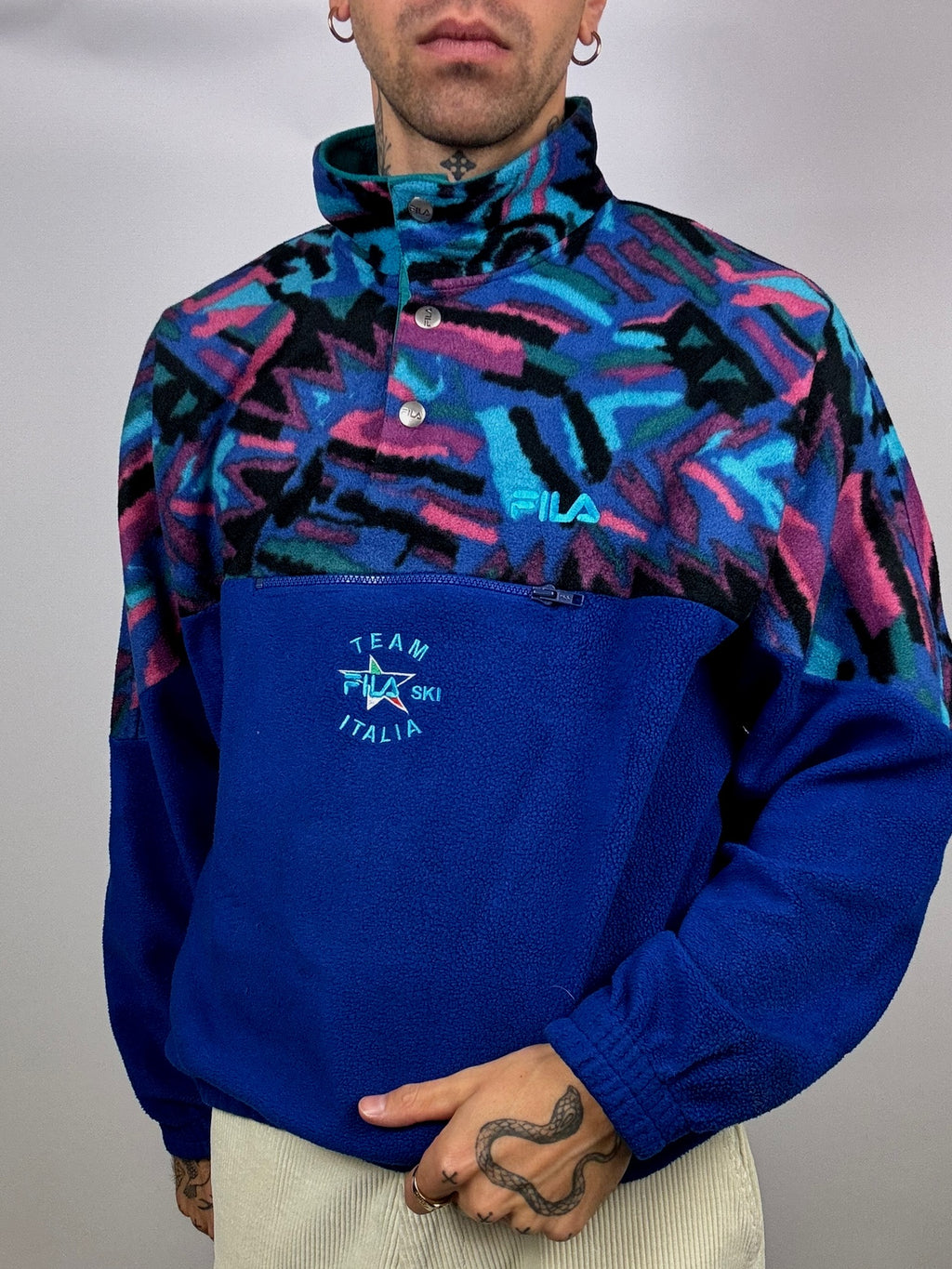 FILA XL Vintage Blue Graphic Fleece