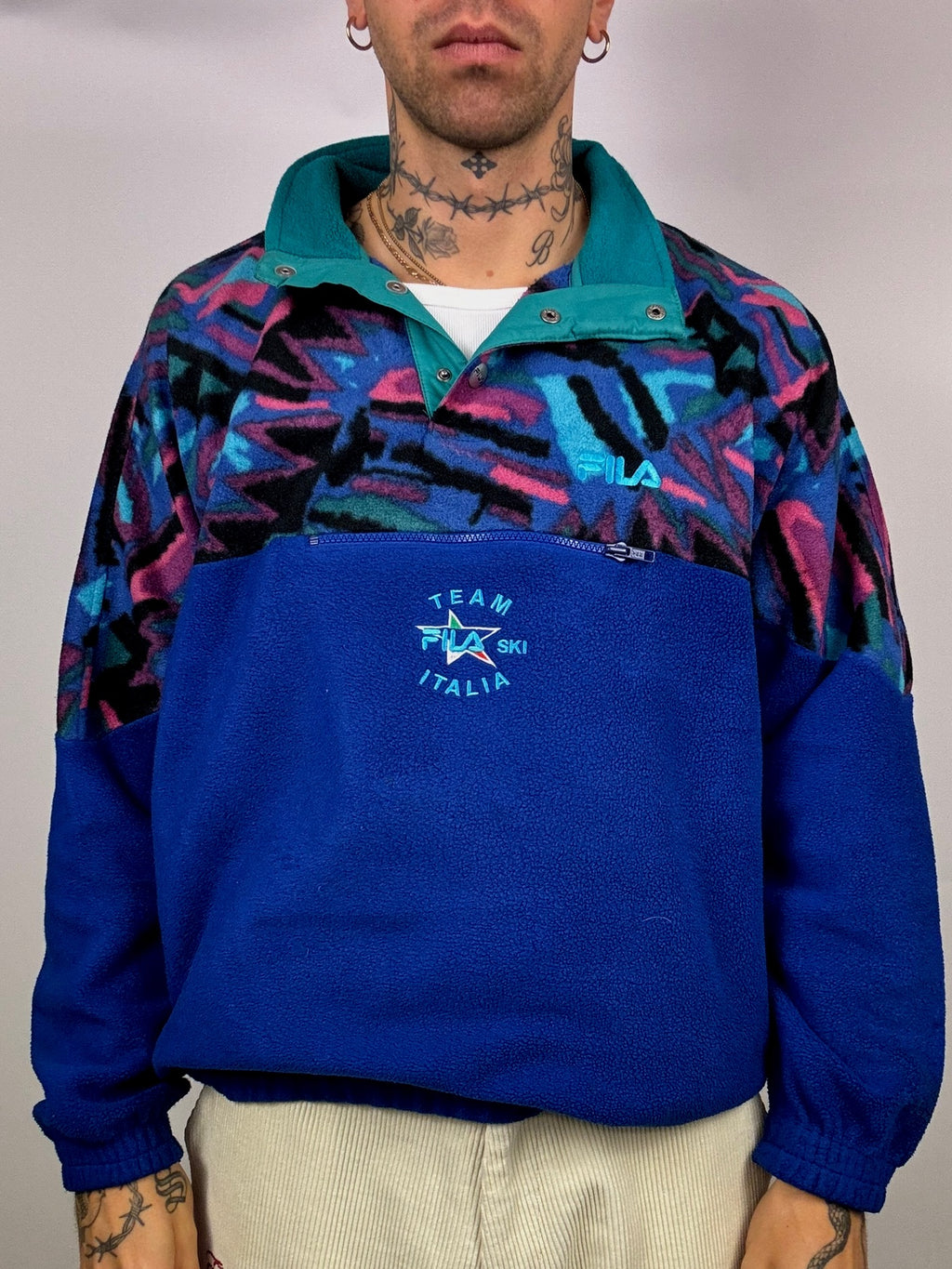FILA XL Vintage Blue Graphic Fleece