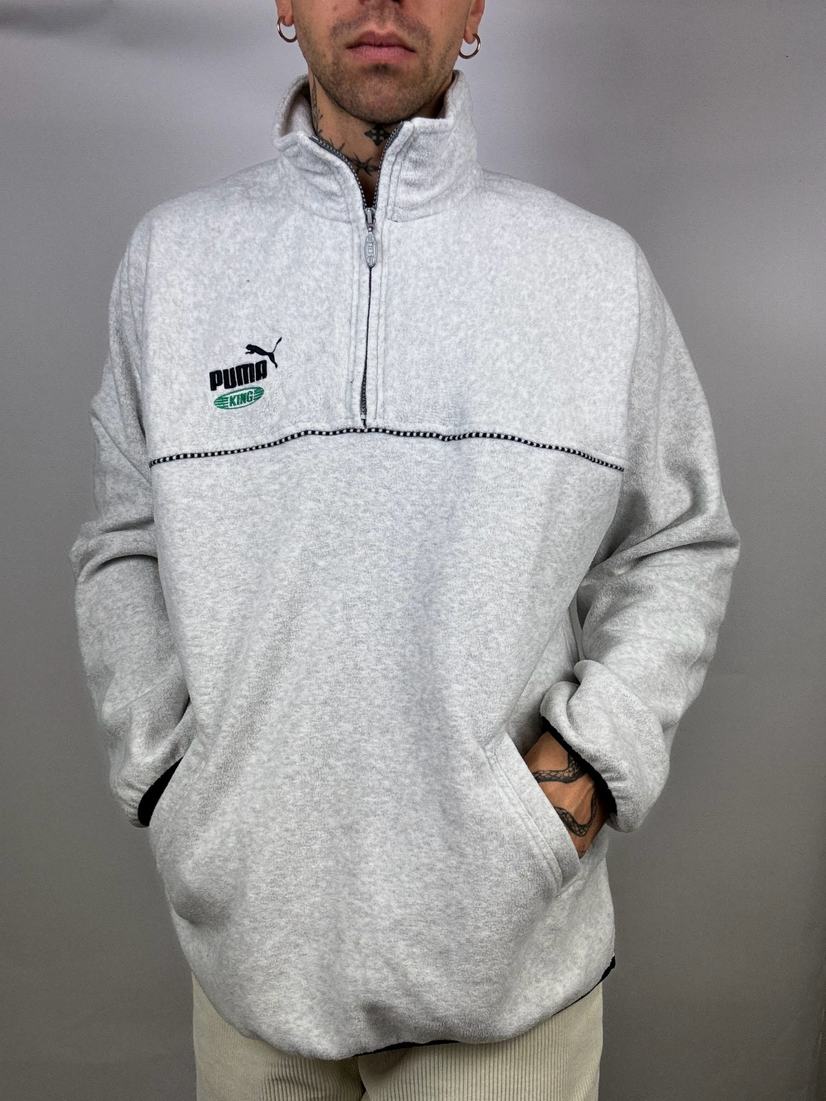 PUMA XL Vintage Grey Full Zip Fleece