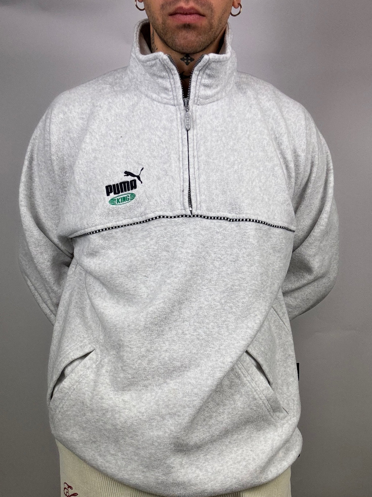 PUMA XL Vintage Grey Full Zip Fleece