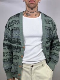 Vintage L wool patterned cardigan