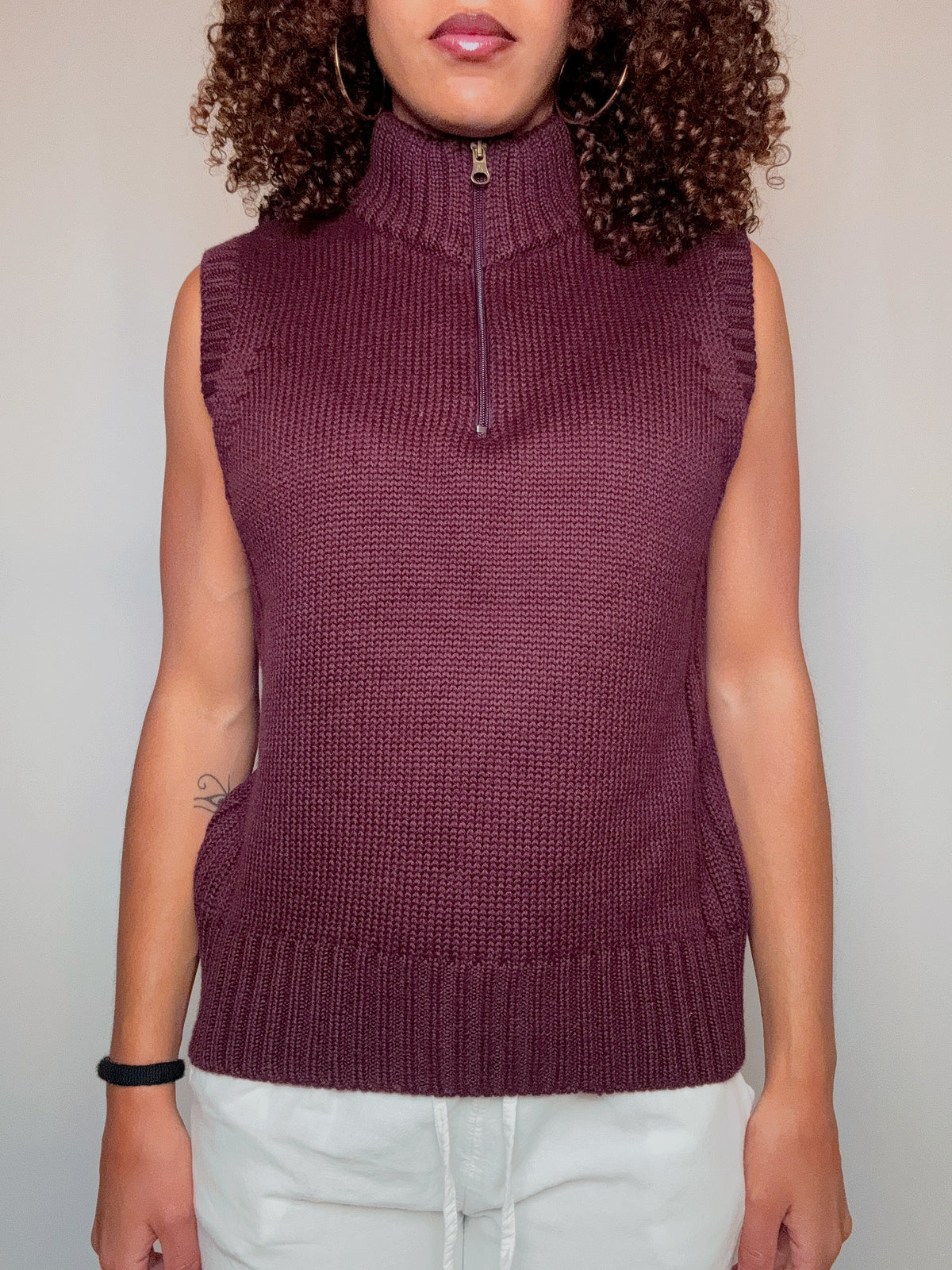 Gilet en maille bordeaux S vintage