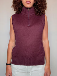 Bordeauxfarbene Strickweste, Gr. S, Vintage