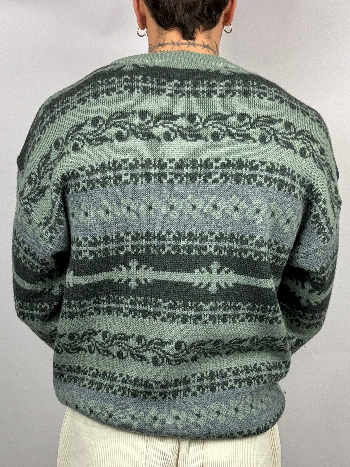 Vintage L wool patterned cardigan