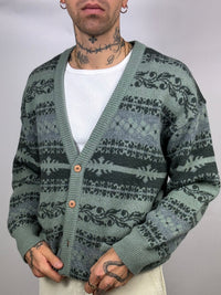 Vintage L wool patterned cardigan