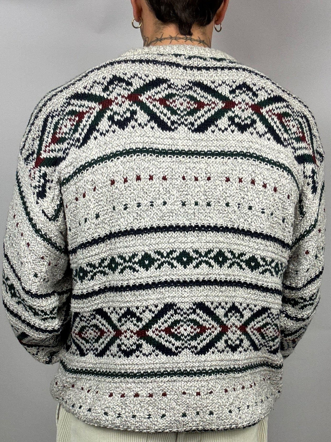XL vintage gray round neck knitted sweater