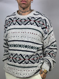 XL vintage gray round neck knitted sweater