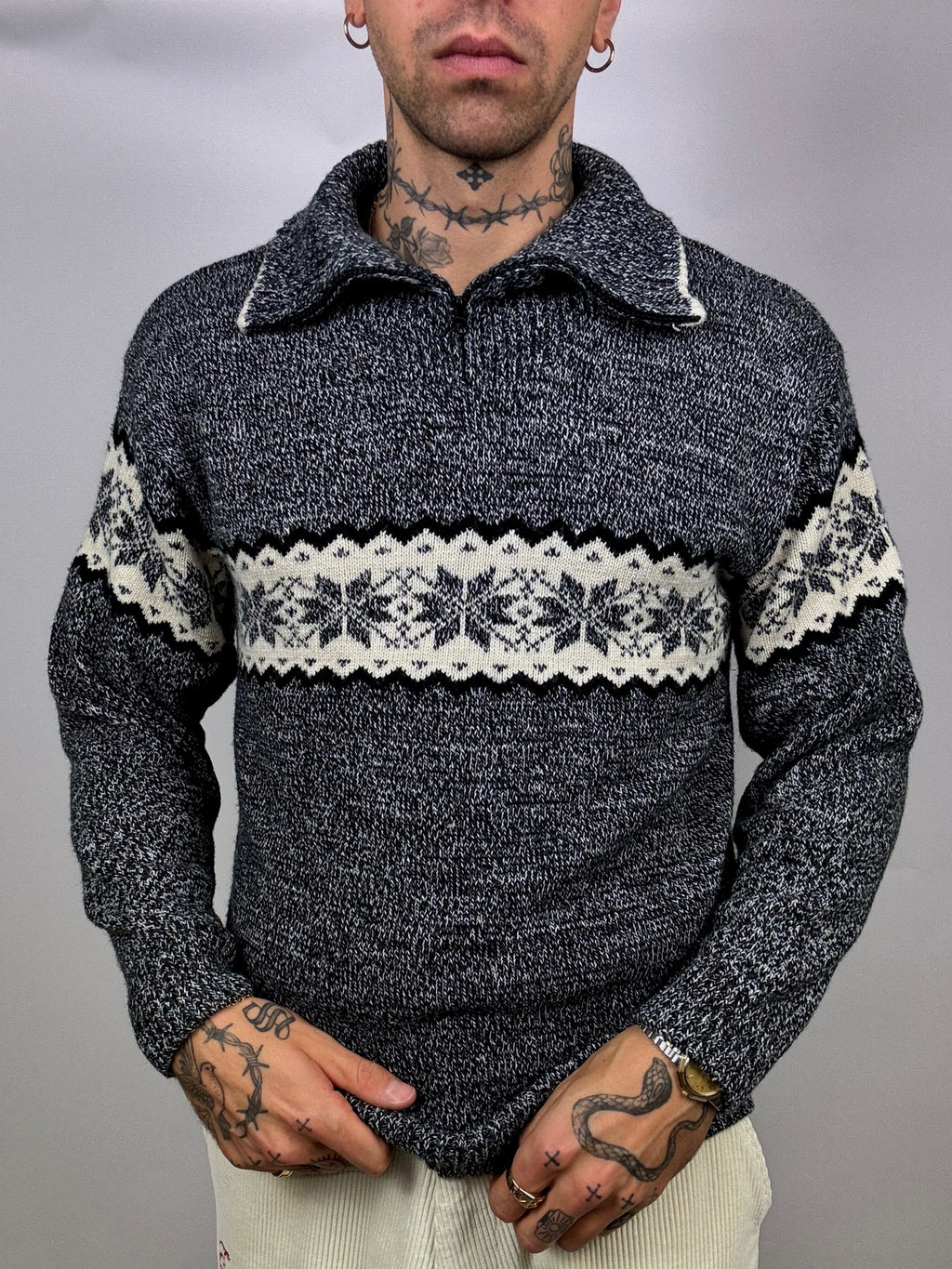 Vintage XL grey knit turtleneck sweater