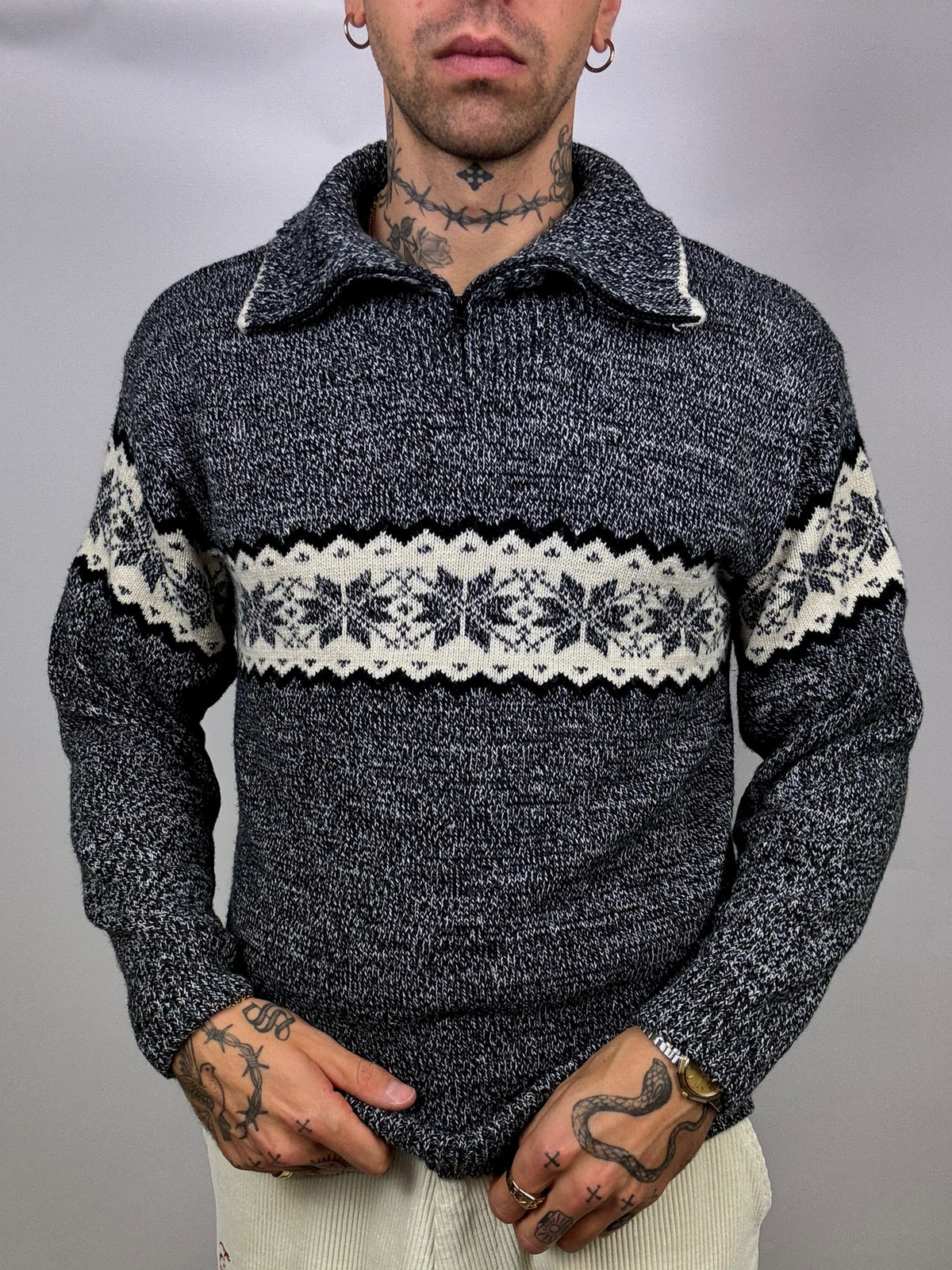 Vintage XL grey knit turtleneck sweater