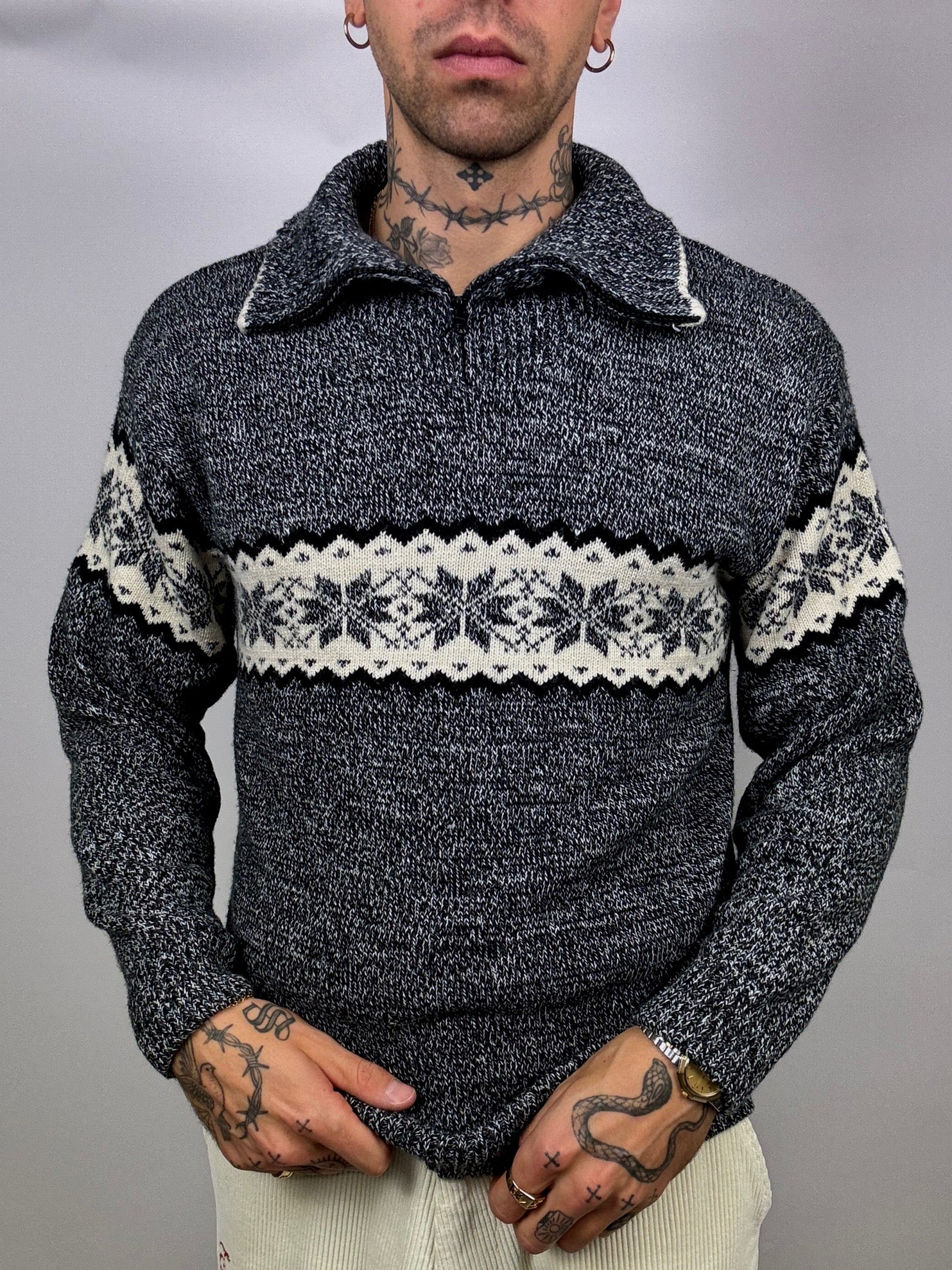 Vintage XL grey knit turtleneck sweater