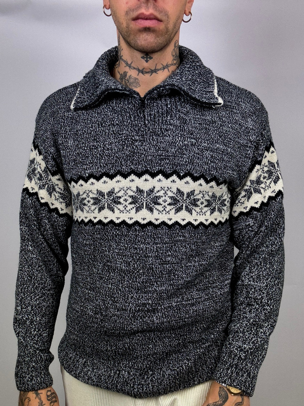 Vintage XL grey knit turtleneck sweater