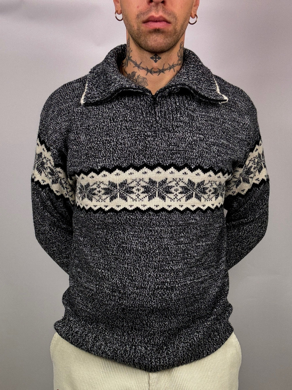 Vintage XL grey knit turtleneck sweater