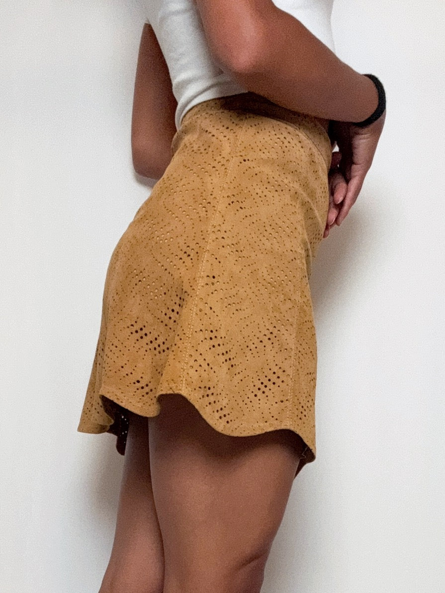 Jupe en daim beige S vintage