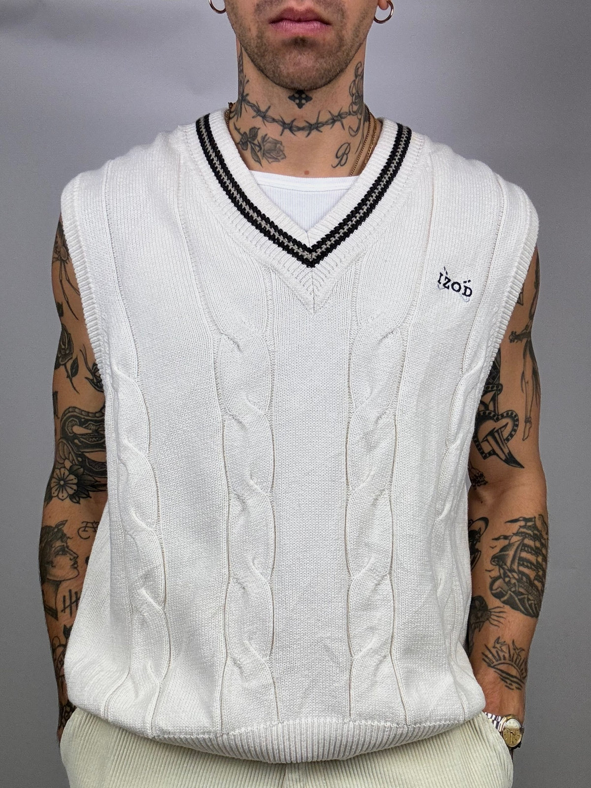 IZOD XL Vintage weiße Cricketweste