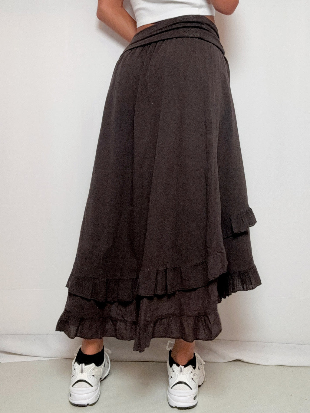 Jupe brune à revers S/M vintage