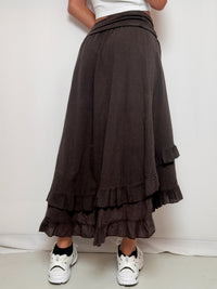 Jupe brune à revers S/M vintage