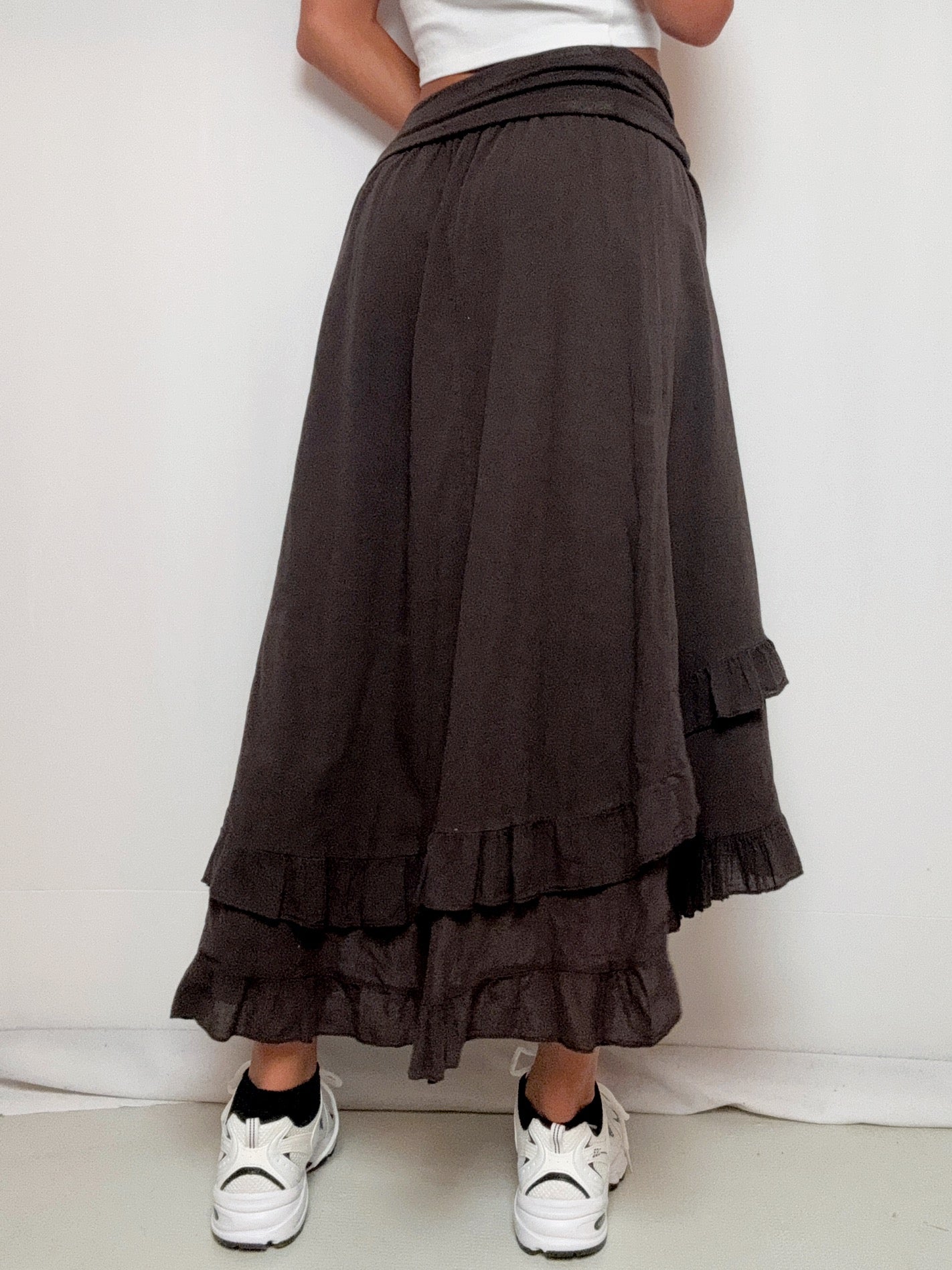 Jupe brune à revers S/M vintage