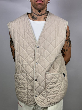 Gilet matelassé sans manches beige L/XL Vintage