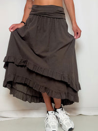 Jupe brune à revers S/M vintage