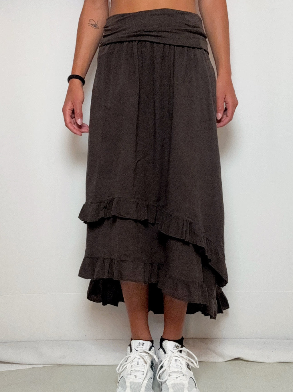 Jupe brune à revers S/M vintage