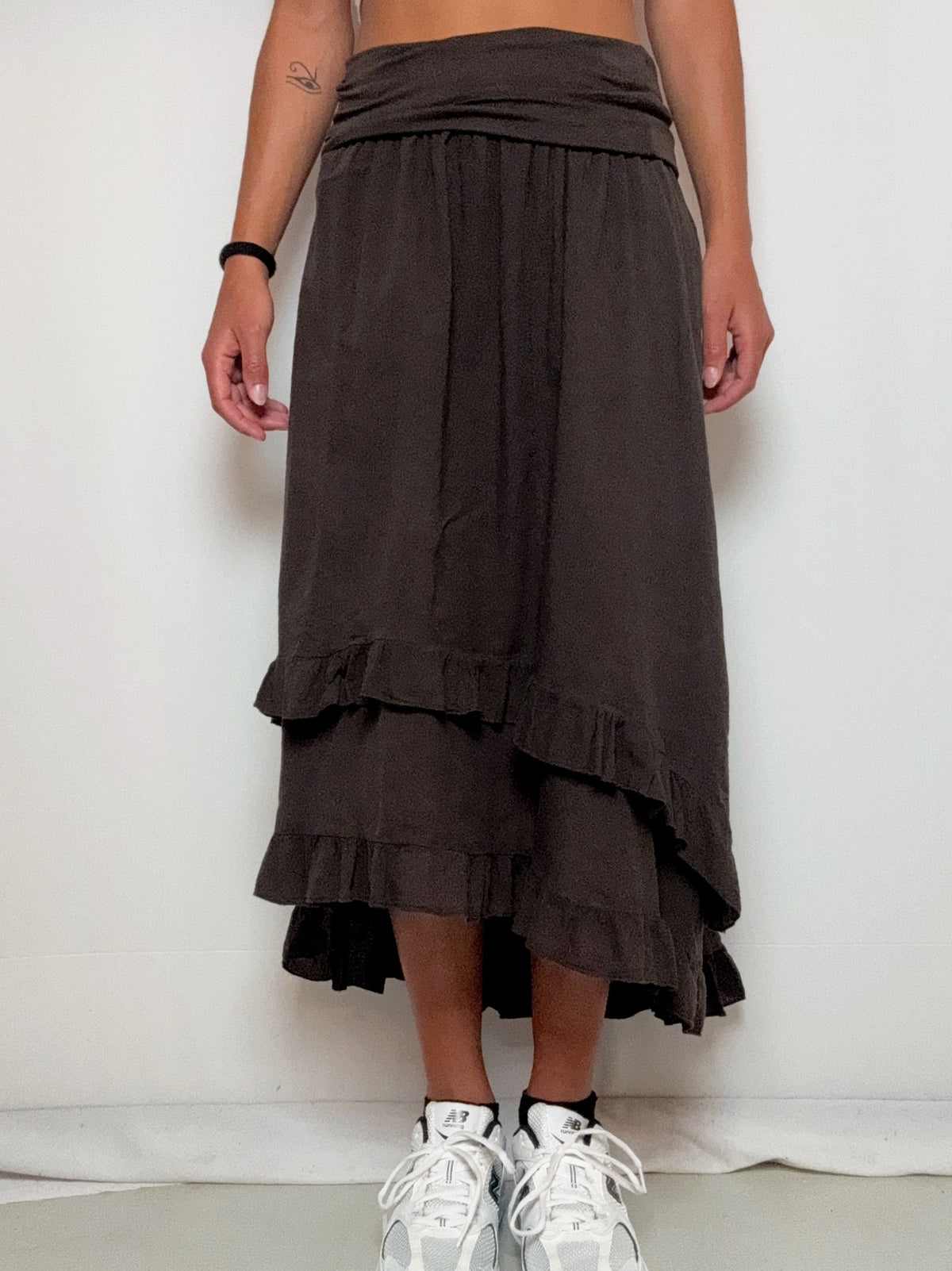 Jupe brune à revers S/M vintage