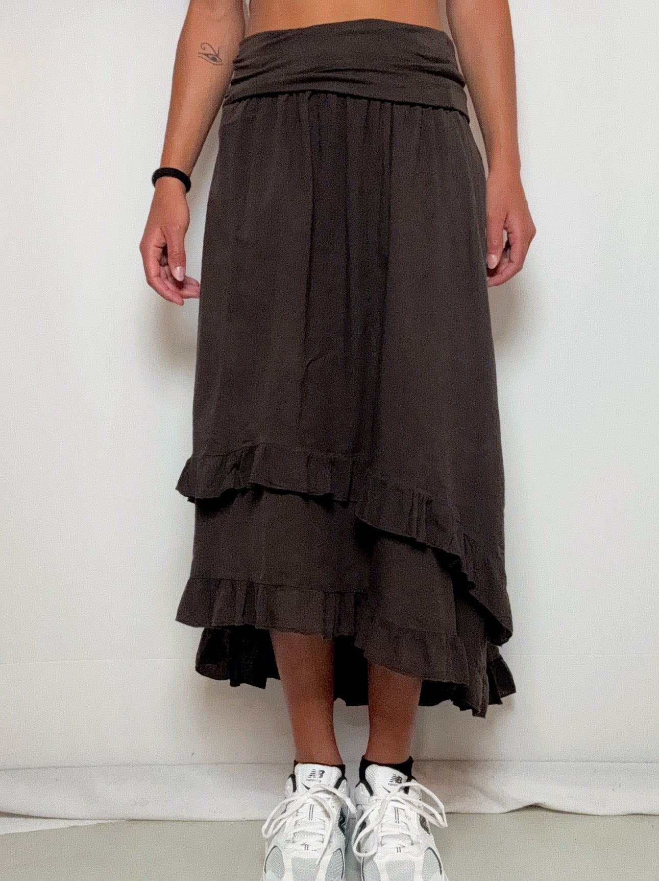 Jupe brune à revers S/M vintage