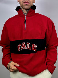 Vintage XL Roter Fleece mit Reißverschluss