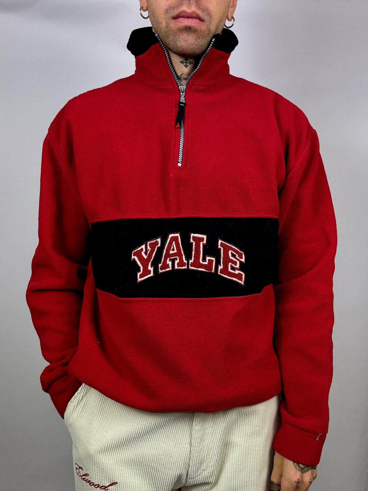 Polaire col zippé rouge XL Vintage