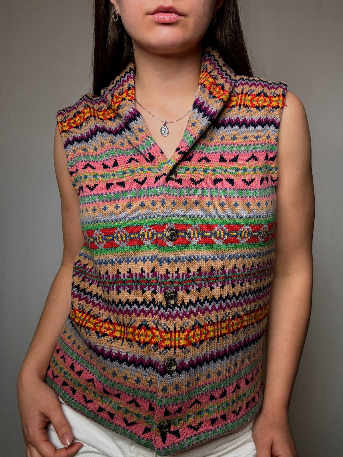 Gilet multicolore Chaps M vintage