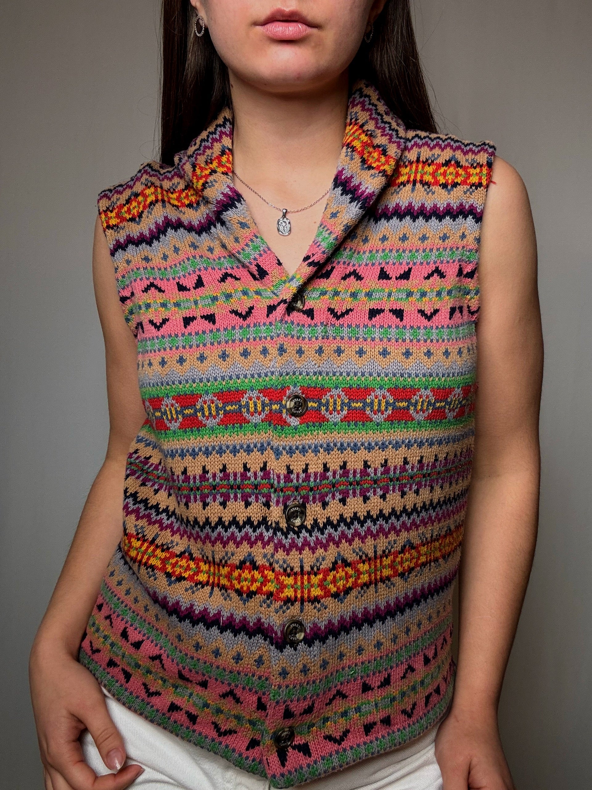 Gilet multicolore Chaps M vintage