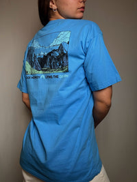 Blaues T-Shirt mit Rock-Monkey M Vintage