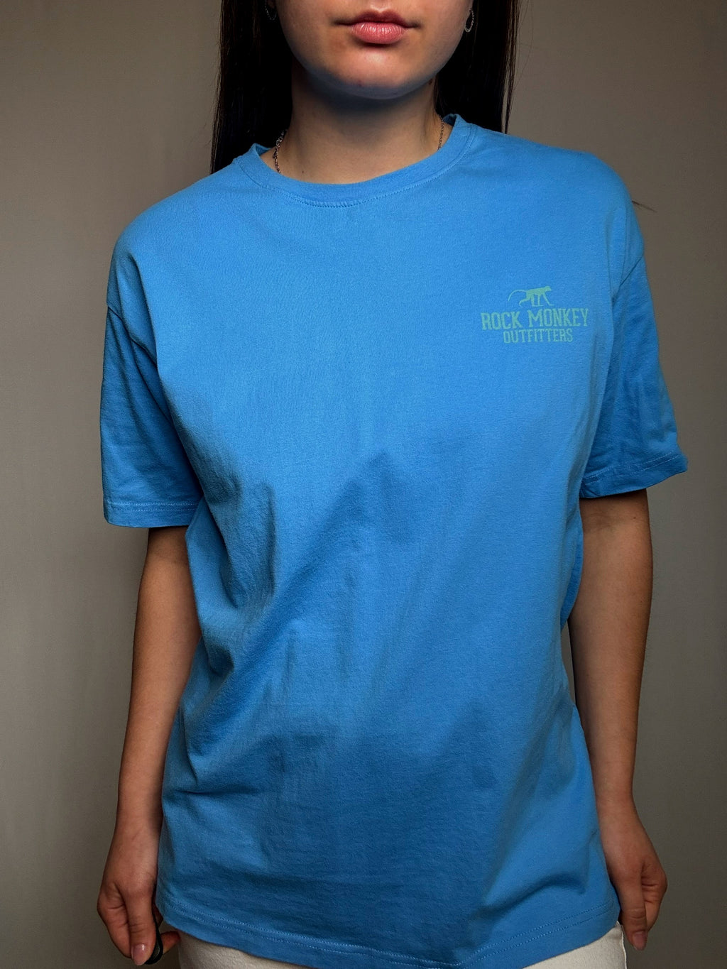 Blaues T-Shirt mit Rock-Monkey M Vintage