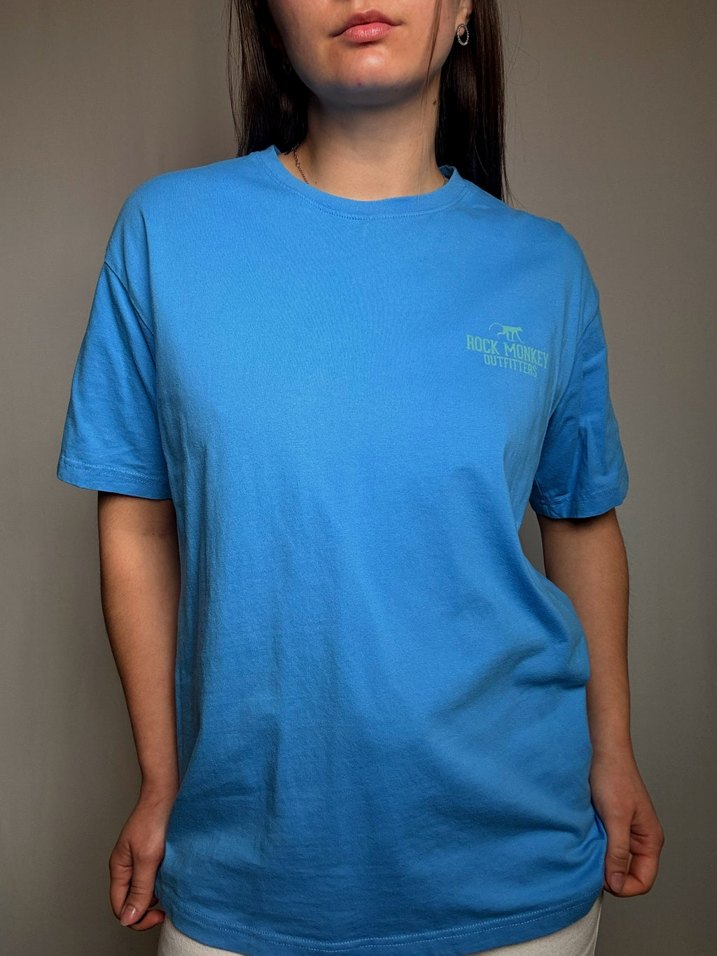 Blaues T-Shirt mit Rock-Monkey M Vintage