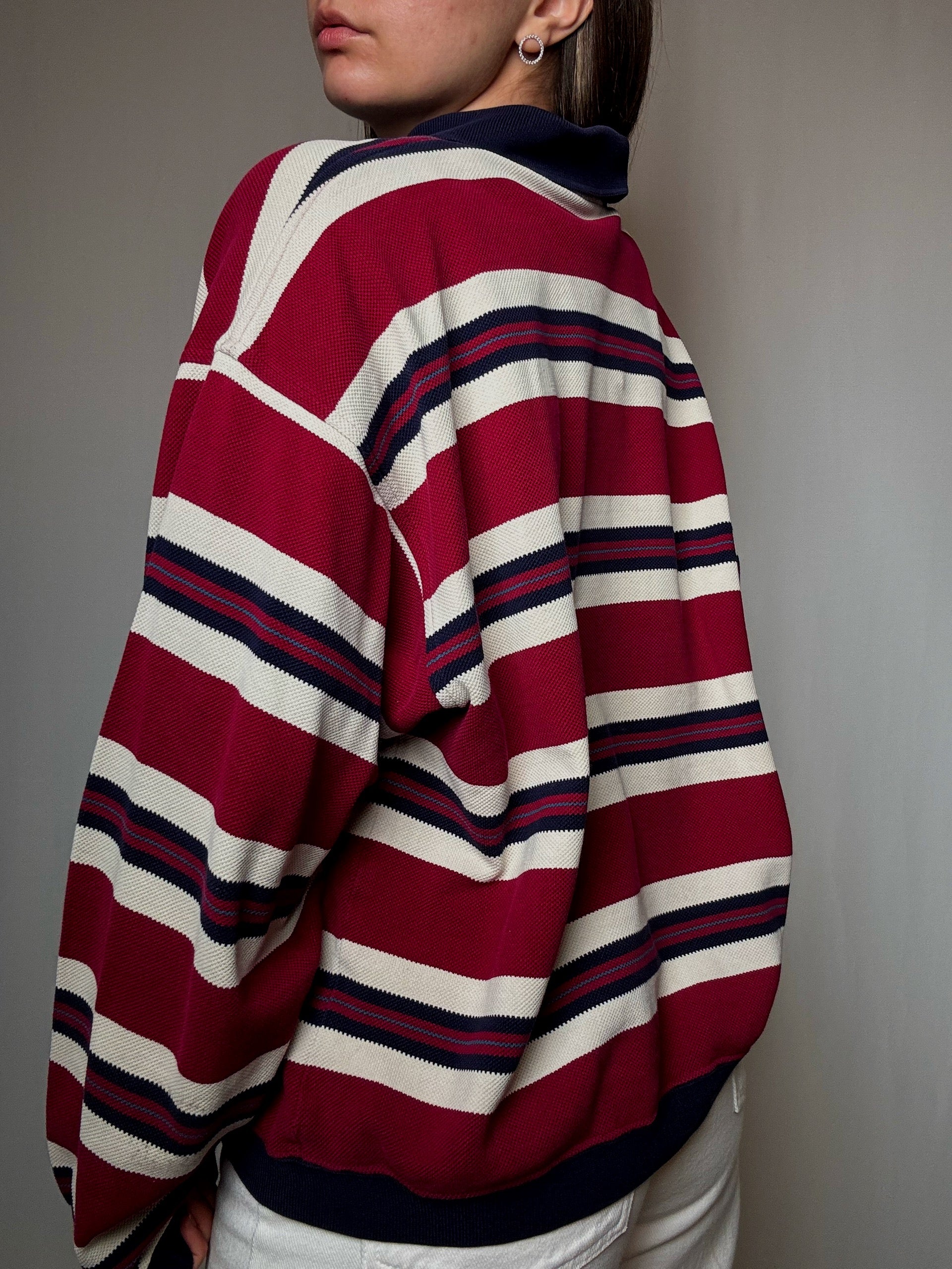 Polo manches longues rayé Lacoste XL vintage