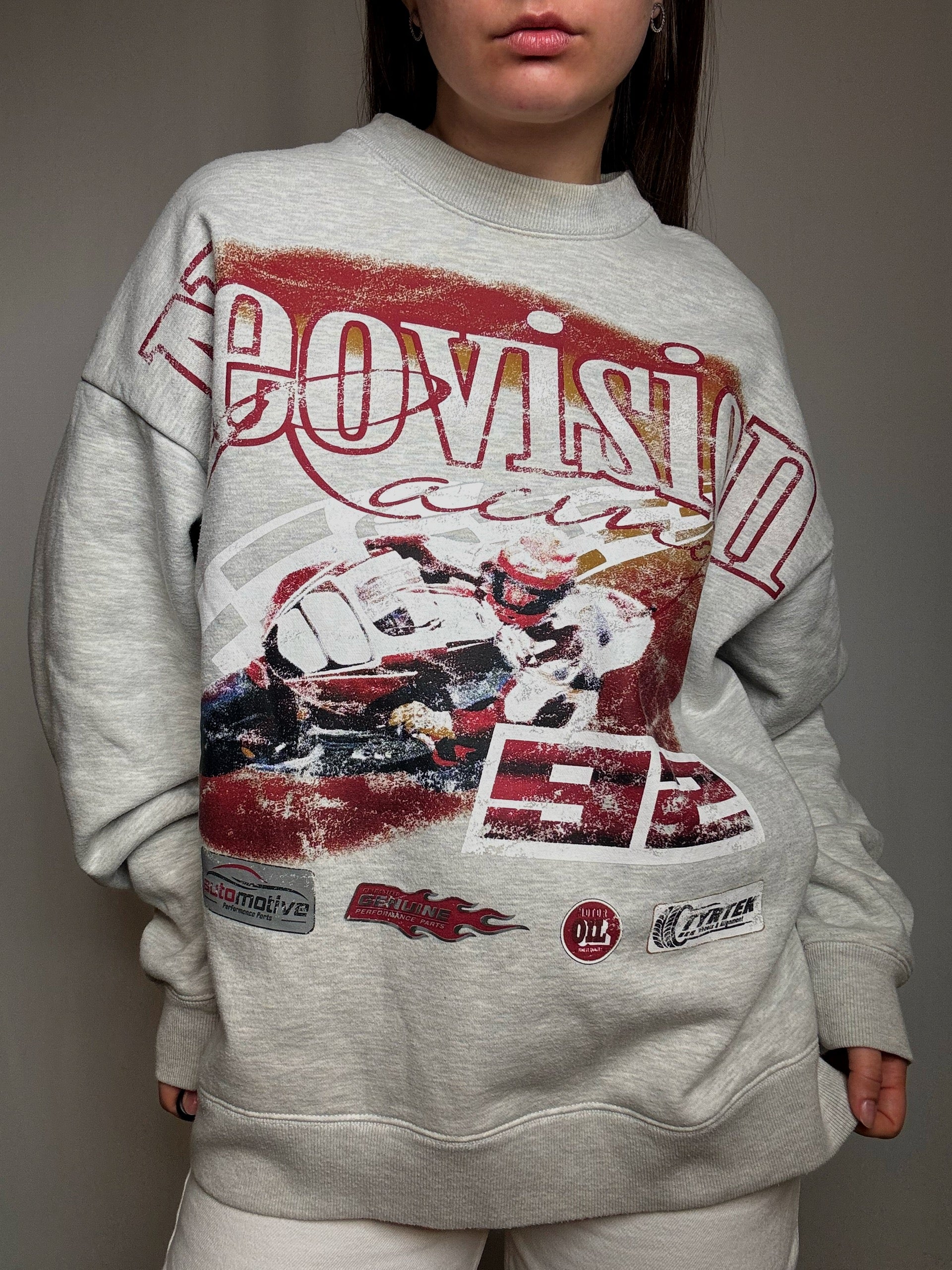 Sweatshirt gris racing L vintage