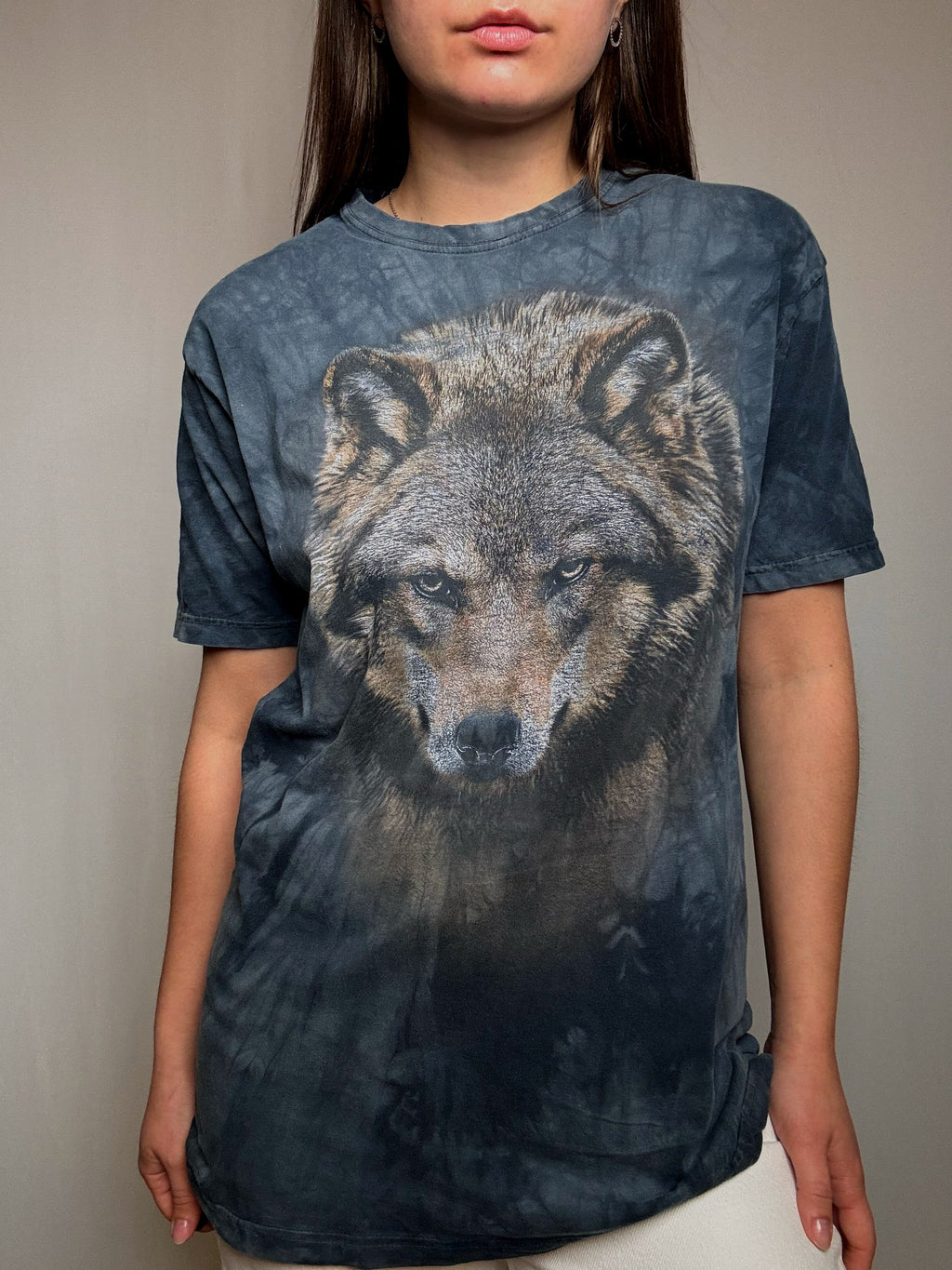 Verwaschenes T-Shirt Wolf Gr. M Vintage