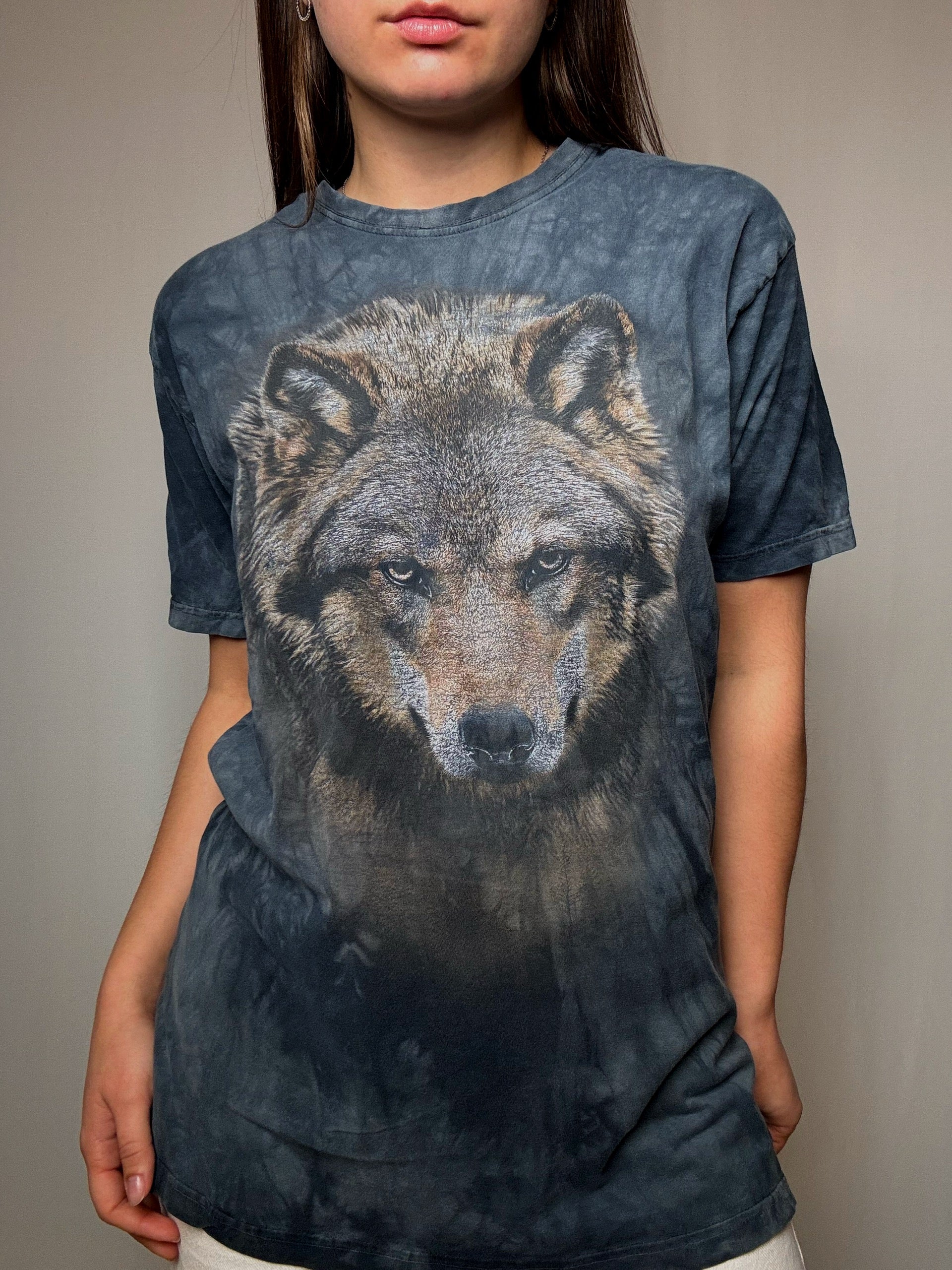 Verwaschenes T-Shirt Wolf Gr. M Vintage