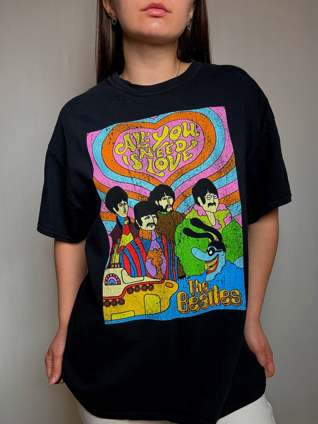 Schwarzes T-Shirt The Beatles Gr. M/L Vintage