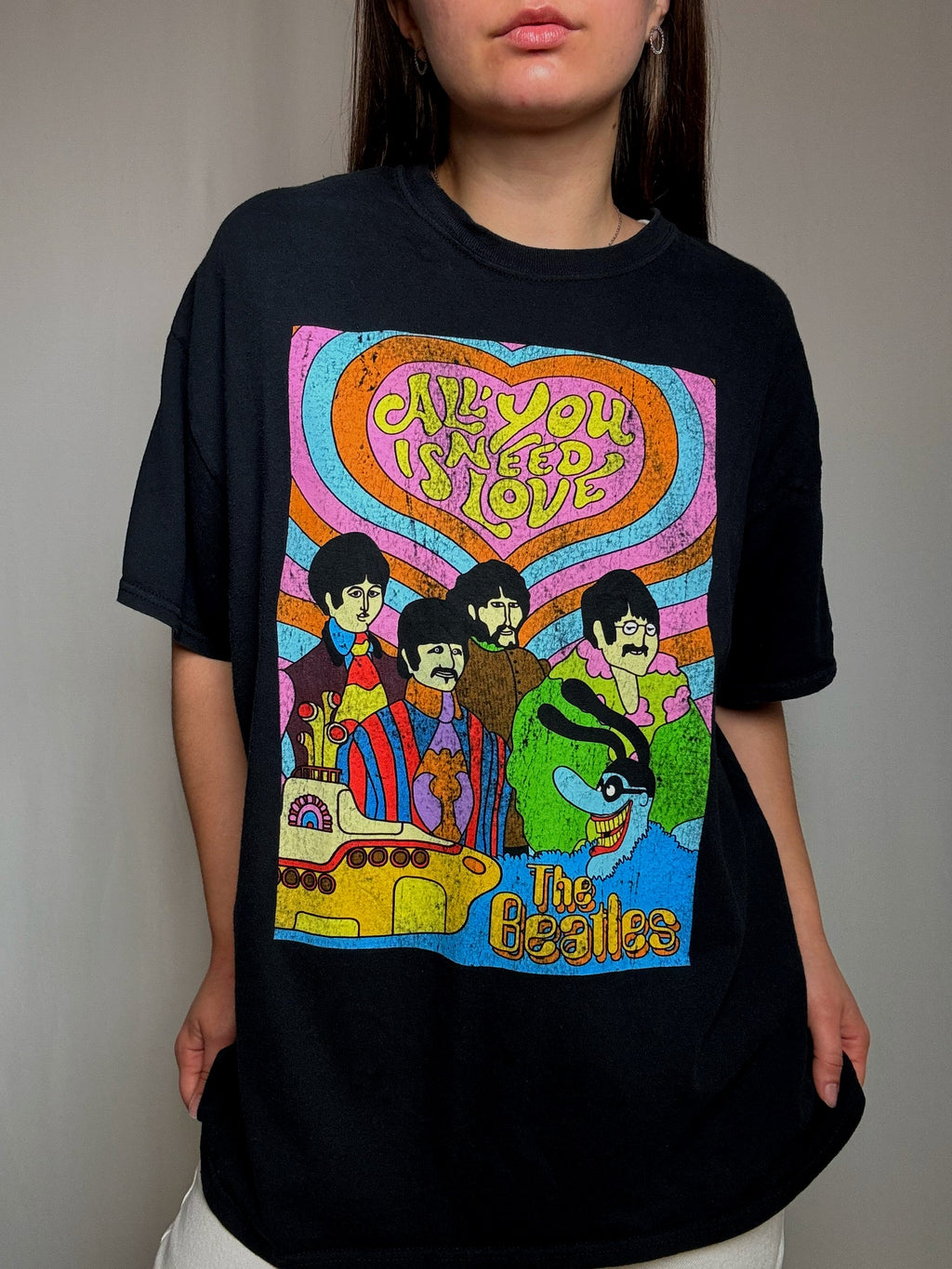 Schwarzes T-Shirt The Beatles Gr. M/L Vintage