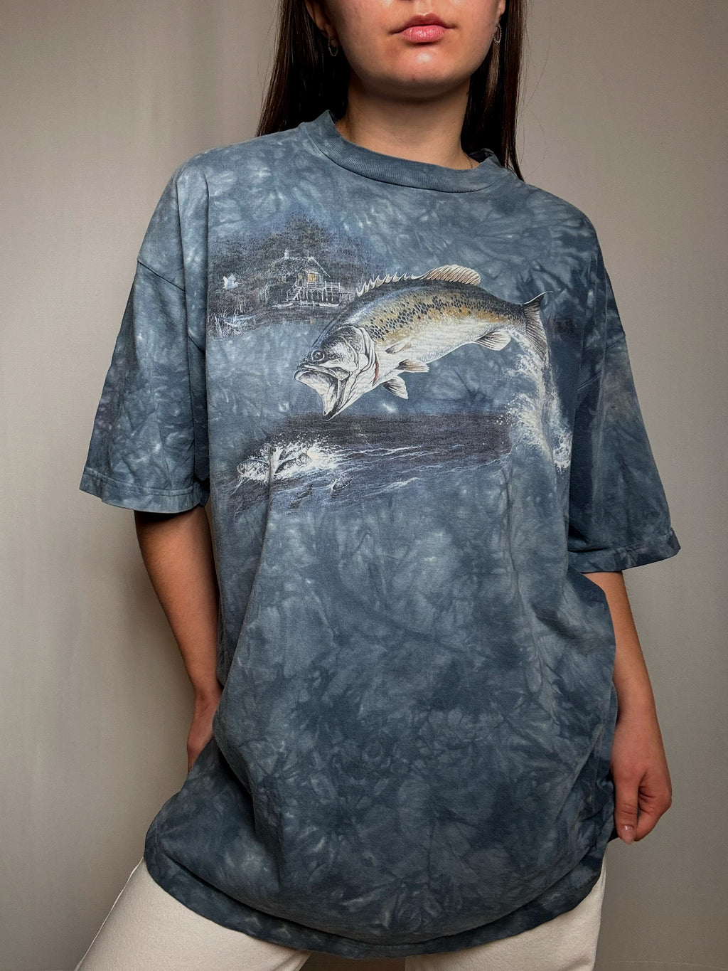 Tshirt délavé poisson XXL vintage