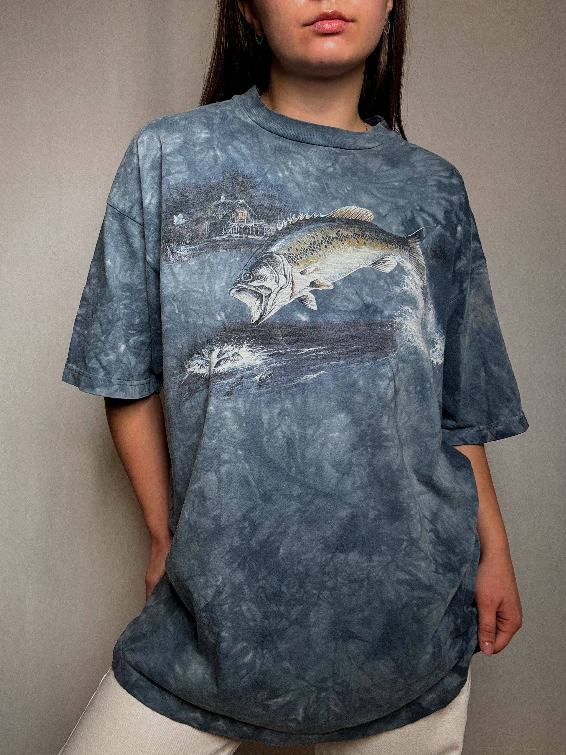 Tshirt délavé poisson XXL vintage