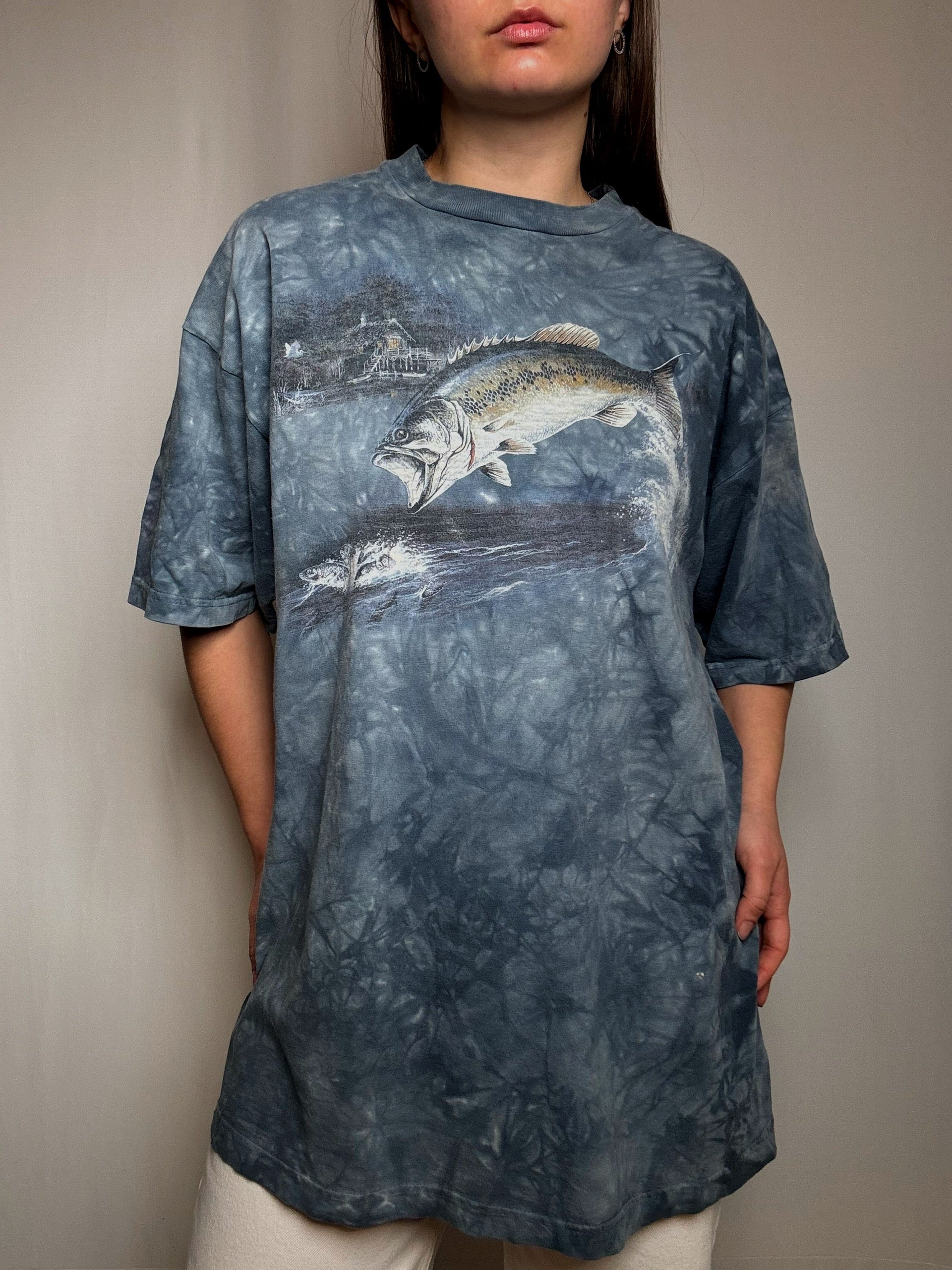 Tshirt délavé poisson XXL vintage