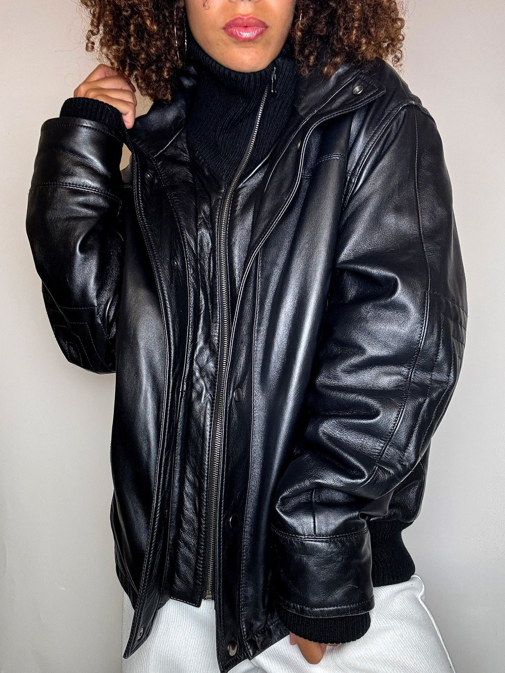 Vintage-Lederjacke, Größe L