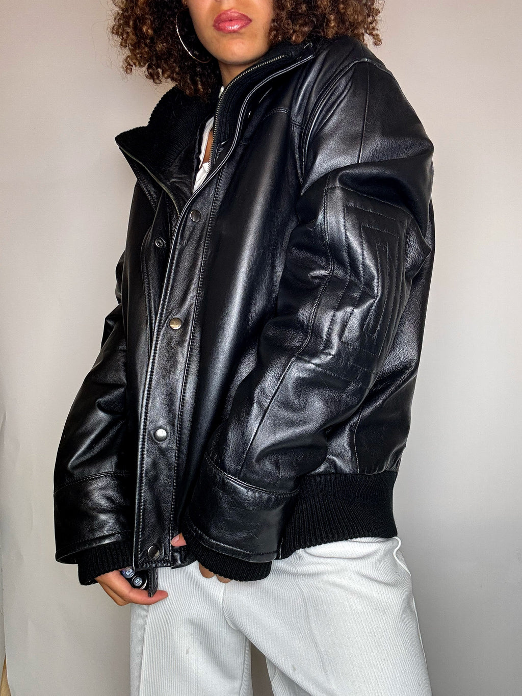 Vintage-Lederjacke, Größe L