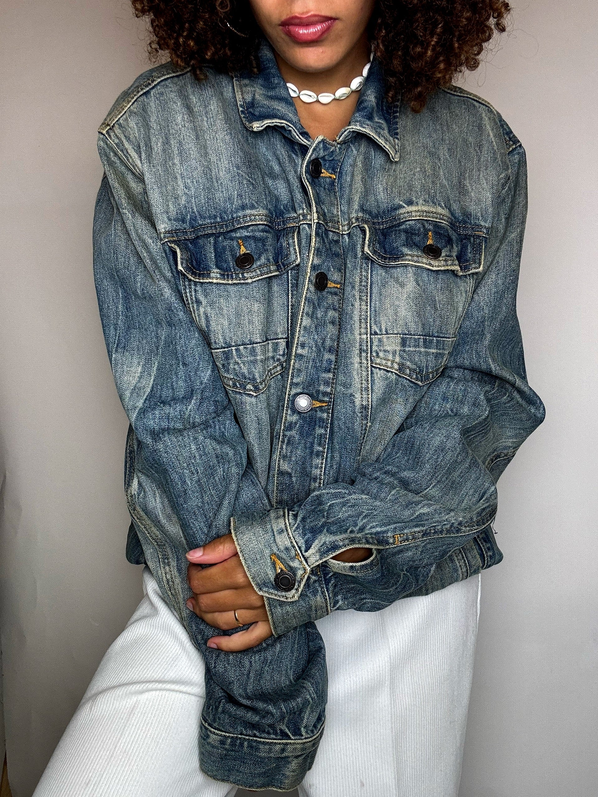 Veste en jean delavée XXL vintage