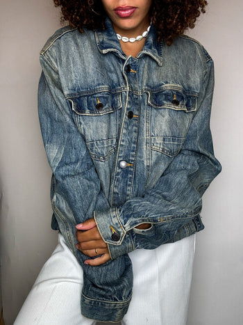 Veste en jean delavée XXL vintage