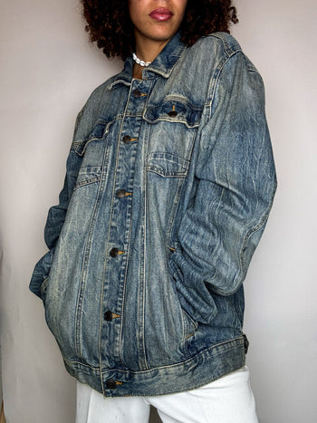 Veste en jean delavée XXL vintage
